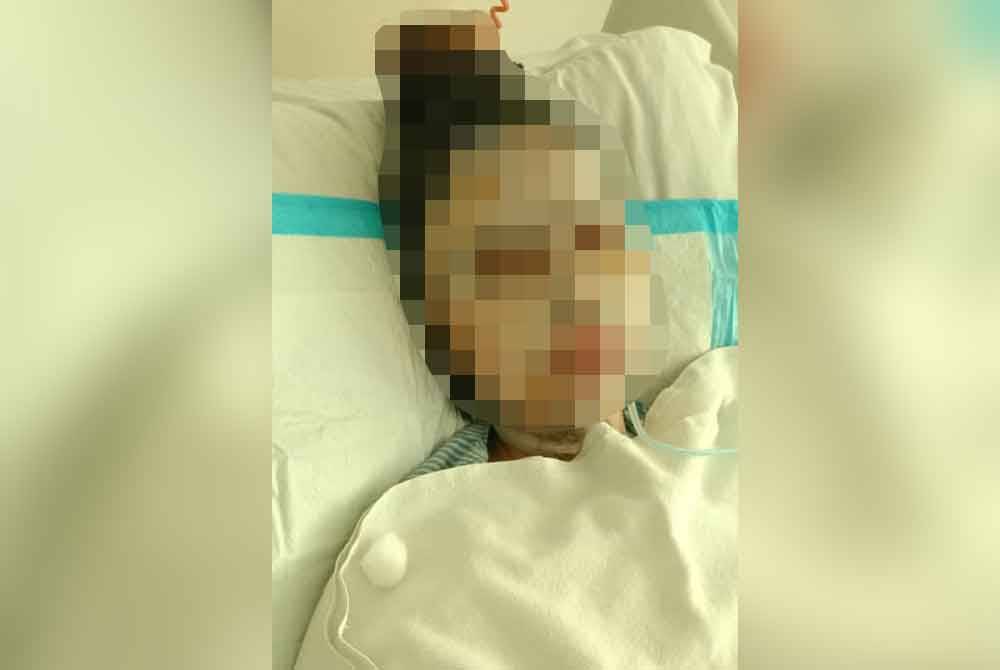 Nadia yang kini mendapat rawatan di Hospital Sungai Buloh.
