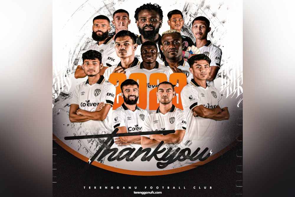 TFC mengumumkan senarai 12 pemain yang tidak akan bersama pasukan itu lagi pada musim depan. Foto Facebook Terengganu FC
