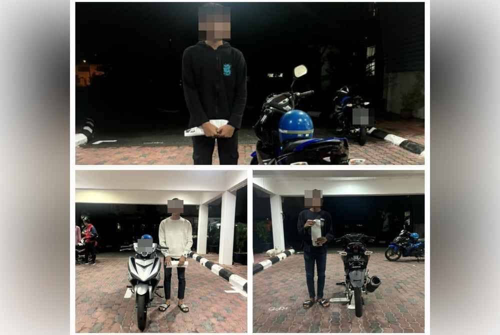 Tiga remaja lelaki ditahan selepas menunggang motosikal ala 'Superman' di Jalan Bahau-Kemayan dekat sini.