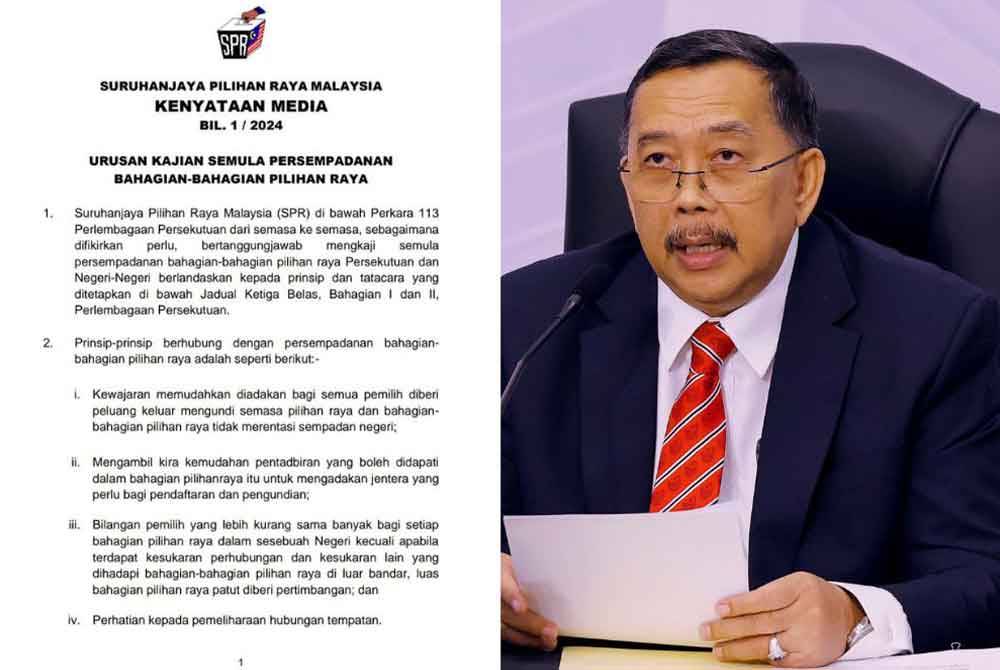 Tangkap layar kenyataan Suruhanjaya Pilihan Raya (SPR) pada Isnin (kiri), Abdul Ghani