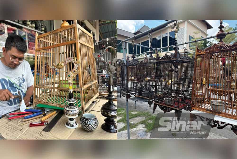 Che Roslan melakukan kerja-kerja membaiki sangkar burung merbah jambul. Pelbagai jenis sangkar burung dihantar untuk dibaik pulih. Foto Sinar Harian-ADILA SHARINNI WAHID