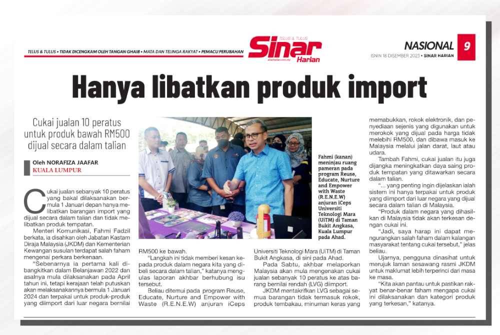 Laporan Sinar Harian pada 18 Disember 2023.