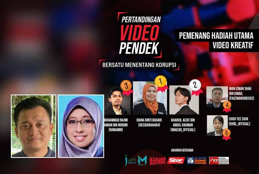 Pemenang utama pemenang utama pertandingan video pendek. Gambar kecil dari kiri: Anas, Nurhayati