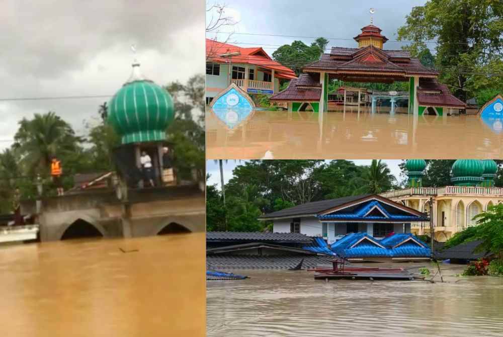 
Antara masjid yang ditenggelami banjir di tiga daerah iaitu Rueso, Si Sakhon dan Sukhirin di Narathiwat.