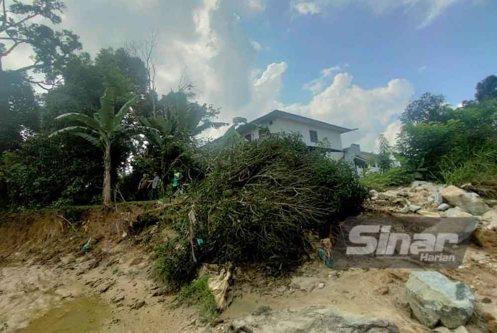 Pokok buah-buahan ditanam penduduk tumbang akibat hakisan tebing sungai.