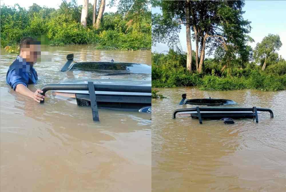 
Salah seorang mangsa berada di luar kenderaan yang tenggelam selepas dihanyutkan arus banjir di kawasan Kampung dan
keadaan kenderaan dinaiki mangsa yang tenggelam selepas dihanyutkan arus banjir di kawasan Kampung Sija, Pekan pada Khamis