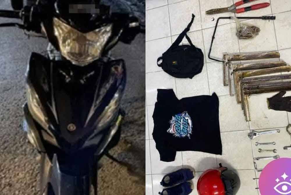 Polis turut merampas sebuah motosikal serta peralatan yang digunakan ketika melakukan jenayah.