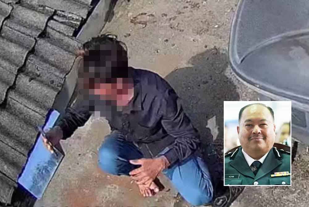 Rakaman CCTV memaparkan seorang lelaki berada di atas bumbung rumah mangsa. Gambar kecil: Mohd Azam