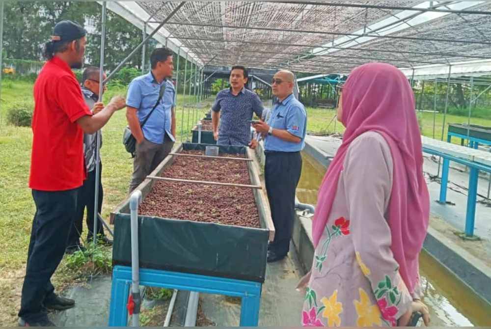 Dr Mohd Zulkifli (dua dari kanan) melawat tapak tanaman Program Tamat Latihan Pekerjaan OKU Melalui Projek Pertanian Bersepadu.