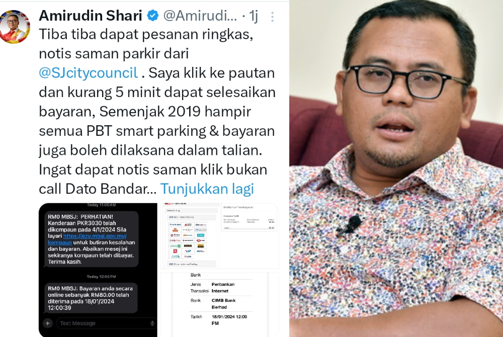 Tangkap layar hantaran Amirudin di aplikasi X pada Khamis.