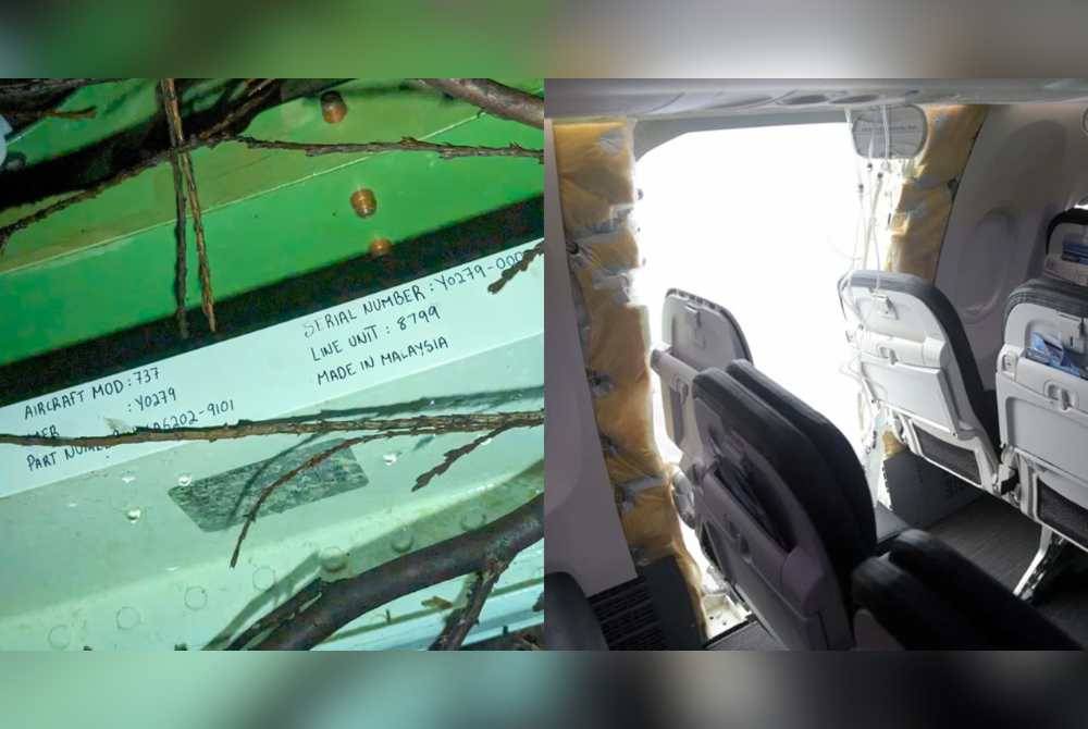 NTSB mengesahkan palam pintu pesawat Boeing BA 737 MAX 9 yang tercabut baru-baru ini merupakan buatan Malaysia. - Agensi