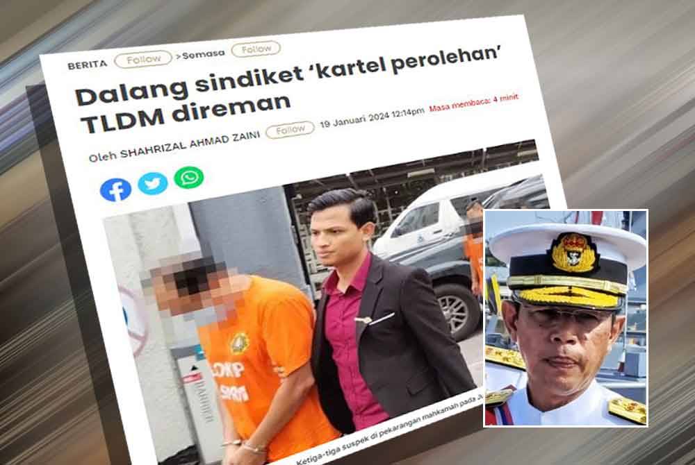 Tiga lelaki yang dipercayai terlibat sebagai 'orang tengah' bagi kerja-kerja perolehan membabitkan sebuah Kem Tentera Laut Diraja Malaysia (TLDM) direman selama tujuh hari sehingga 25 Januari ini bagi membantu siasatan. Gambar kecil: Abdul Rahman