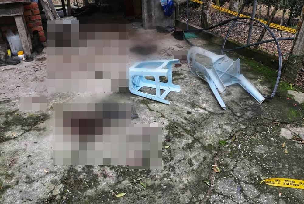 Kesan darah yang ditemui di lokasi kejadian.
Pix ihsan PDRM