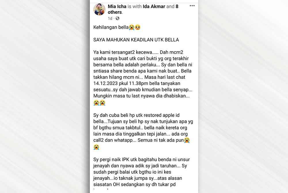 Muat naik di laman Facebook akaun milik Norhisham.
