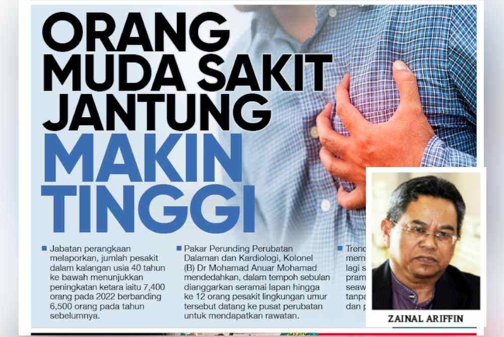 Muka depan Sinar Ahad melaporkan orang muda berdepan sakit jantung makin tinggi.