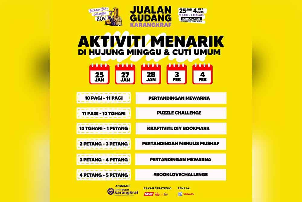 Aktiviti-aktiviti menarik menanti pengunjung Jualan Gudang Karangkraf 2024.