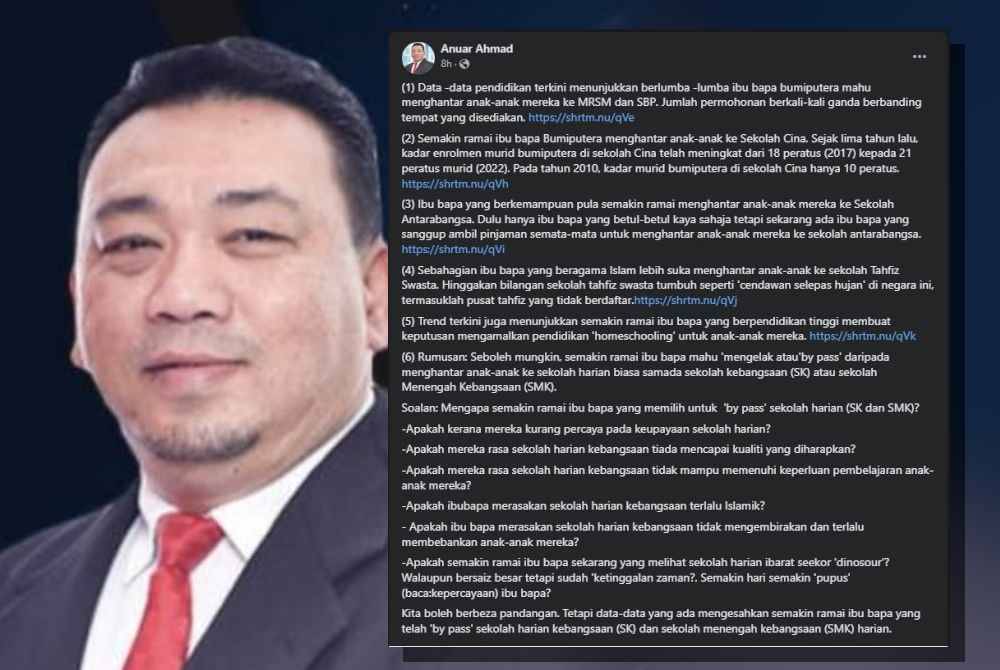 Kenyataan yang dimuat naik Anuar di akaun Facebook miliknya.