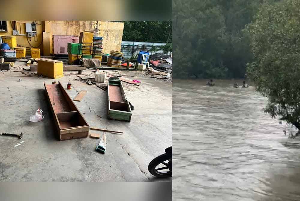 Tongkah kayu yang digunakan bagi mengutip benih kerang. Sebahagian warga asing bertindak terjun ke laut selepas sebuah Jeti Nelayan di Bagan Nakhoda Omar di sini diserbu pihak berkuasa pada Khamis.