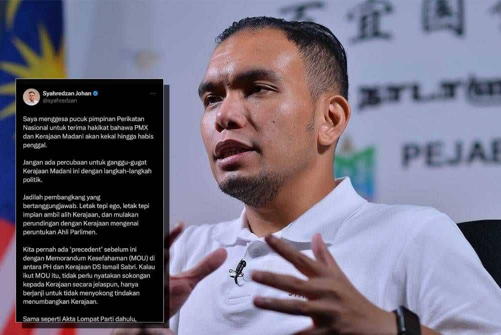 Tangkap layar hantaran Syahredzan di aplikasi X pada Sabtu.