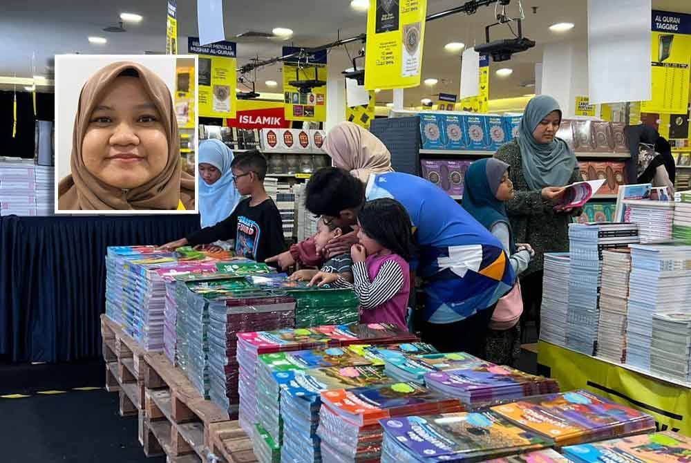Antara pengunjung yang hadir ke Jualan Gudang Karangkraf 2024 di Kompleks Kumpulan Karangkraf, Shah Alam pada Ahad. Gambar kecil: NURUL FAREHA