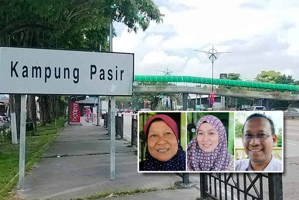 Kampung Pasir di Johor Bahru antara 'check point' orang ramai akan menunggu rombongan keberangkatan Sultan Ibrahim ke Hangar Diraja Lapangan Terbang Antarabangsa Senai pada Rabu. (Gambar kecil dari kiri: Istiharah, Siti Noraniza, dan Suhaizan)