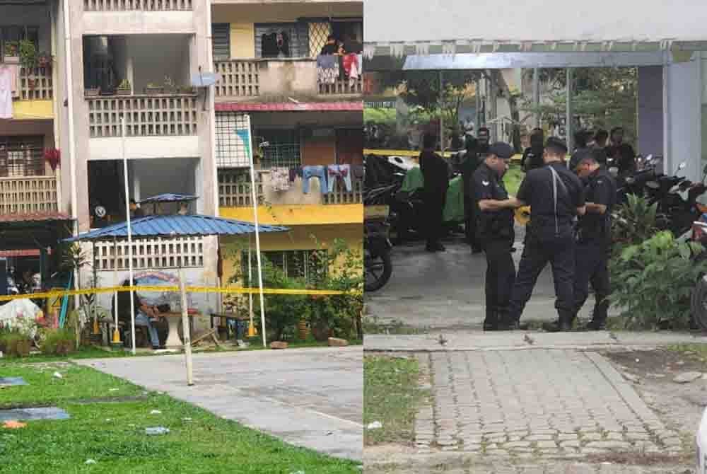 Lokasi kejadian seorang lelaki maut ditembak polis kerana cuba menyerang pasukan serbuan di Pangsapuri Melati, Bukit Subang, Shah Alam, Selangor pada Rabu.