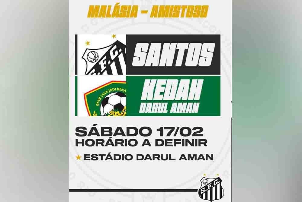 Aksi pemanas badan bertemu KDA FC diumumkan oleh Santos FC di laman Facebook rasmi kelab itu.