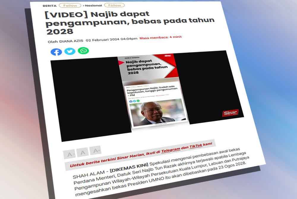 Laporan Sinar Harian pada Jumaat.