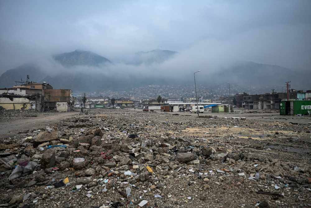 Lokasi di Antakya setelah sisa-sisa runtuhan di pusat bandar itu dibersihkan.