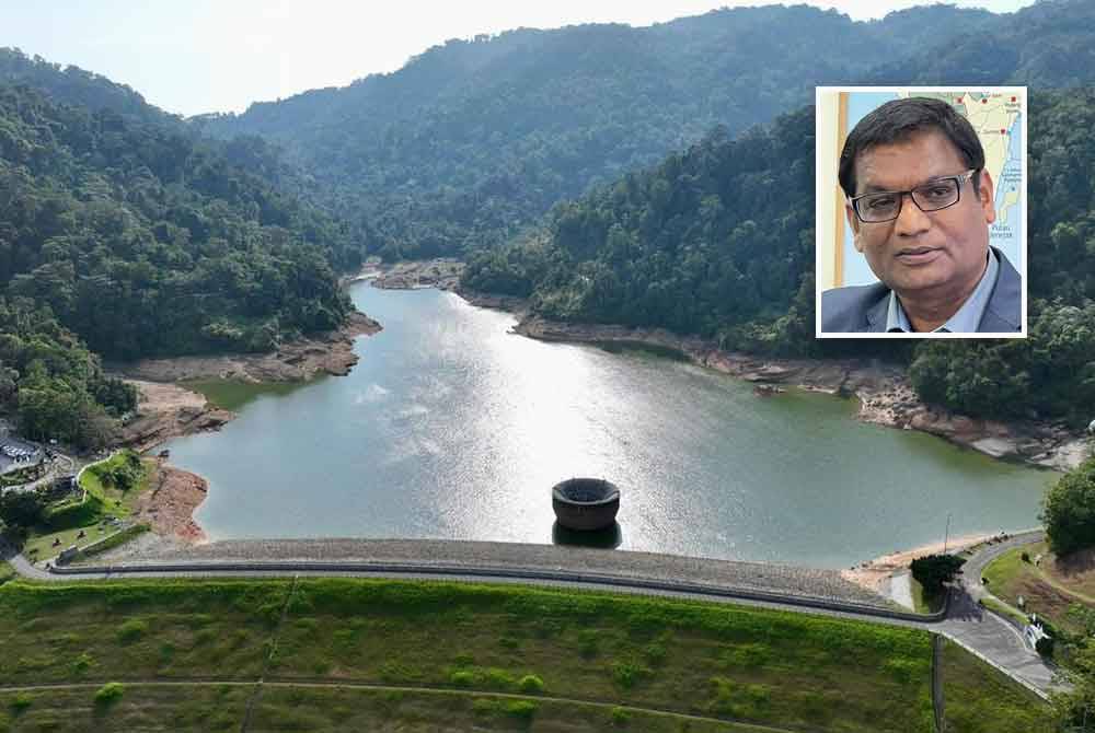 Kapasiti efektif Empangan Air Itam pada pagi Khamis adalah 32.8 peratus. Gambar kecil: Pathmanathan