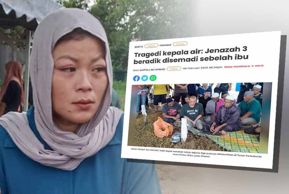 Aslinda ketika ditemui pemberita di Tanah Perkuburan Islam Pekan Bidor di sini pada Khamis. Laporan Sinar Harian