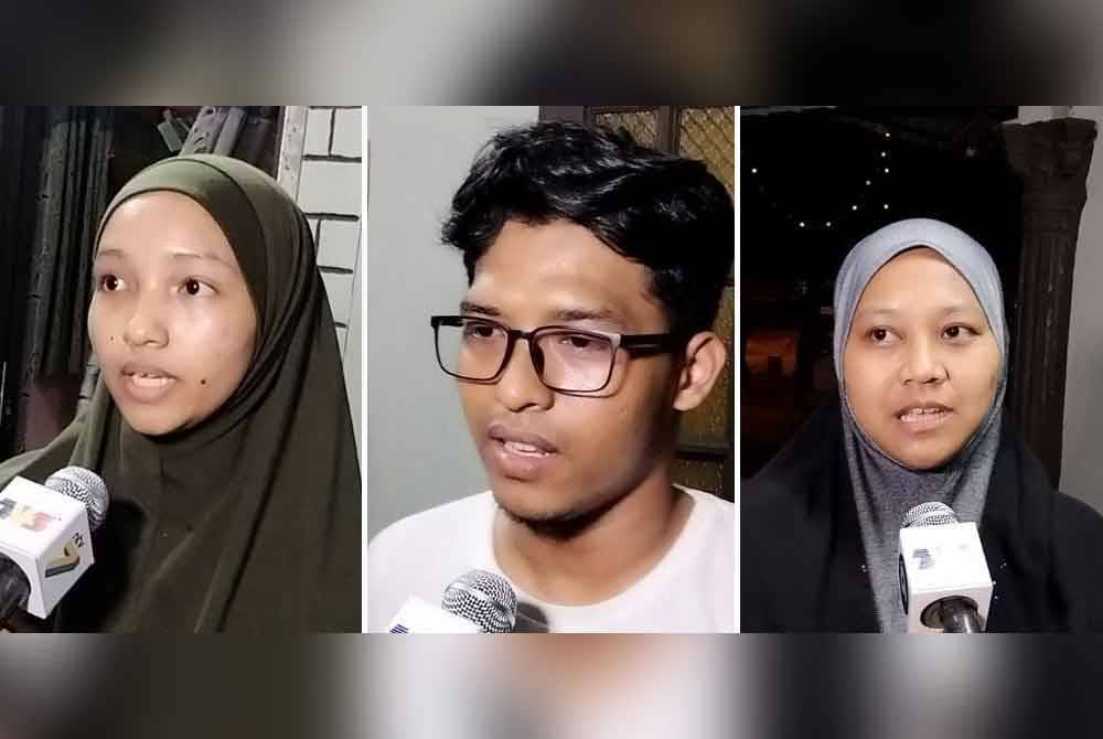 Dari kiri; Safiyyah Umairah, Luqman Haziq dan Zakiah.