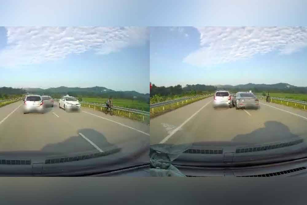 Sebuah kereta jenis Volkswagen dipandu secara melulu dan berbahaya.