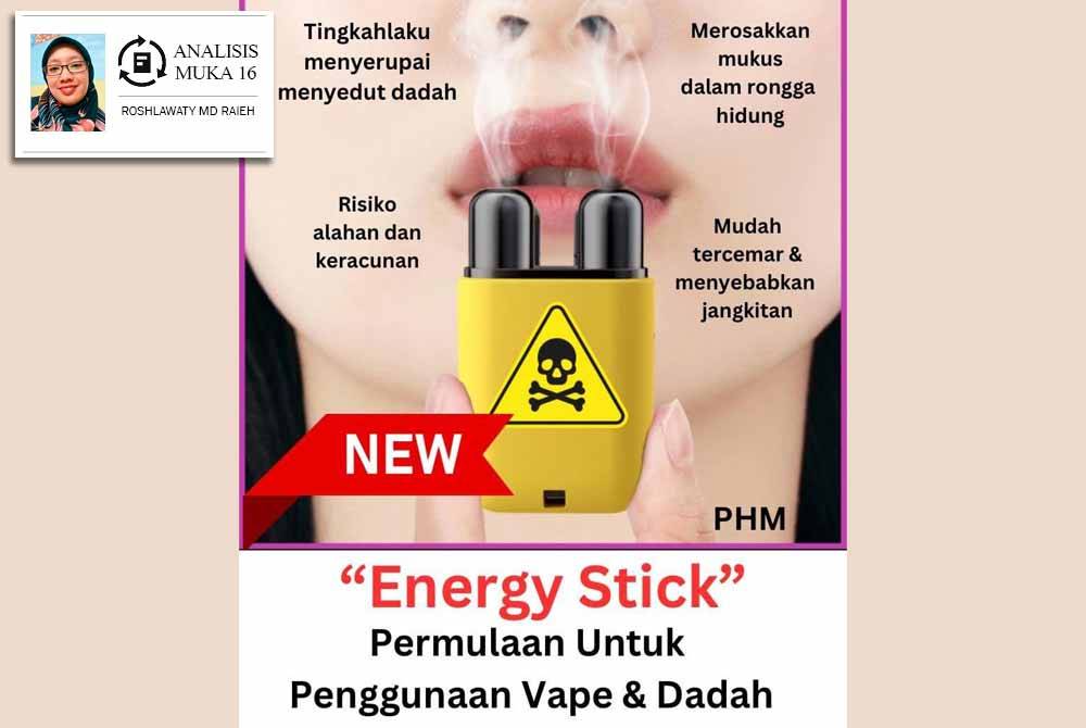 Poster hebahan Public Health Malaysia mengenai 'energy stick' yang dimuat naik di platform X pada 4 Februari lalu.