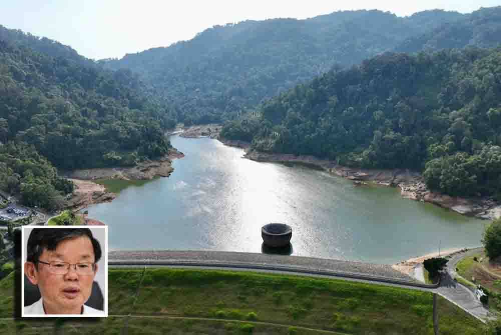 Empangan Air Itam masih berada pada tahap kapasiti efektifnya sejak 10 hari lalu. Gambar kecil: Chow Kon Yeow. Foto Bernama