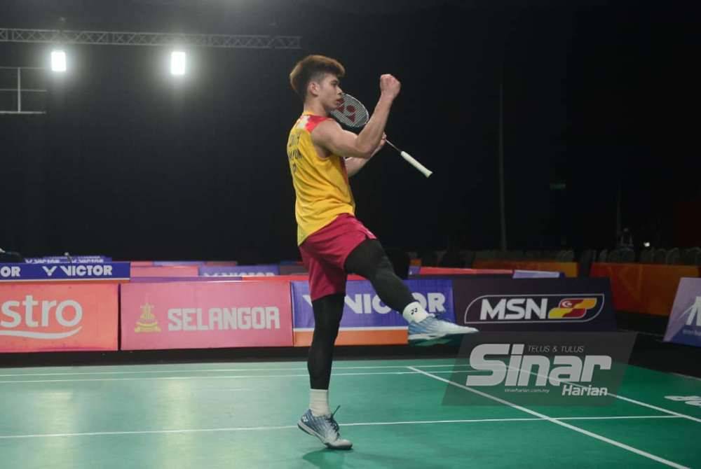 Jun Hao meraikan kemenangan selepas menewaskan Chia Hao. Foto Sinar Harian-ASRIL ASWANDI ABD SHUKOR