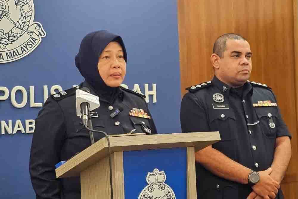 Kalsom ditemui pemberita dalam sidang akhbar di IPD Kota Kinabalu.