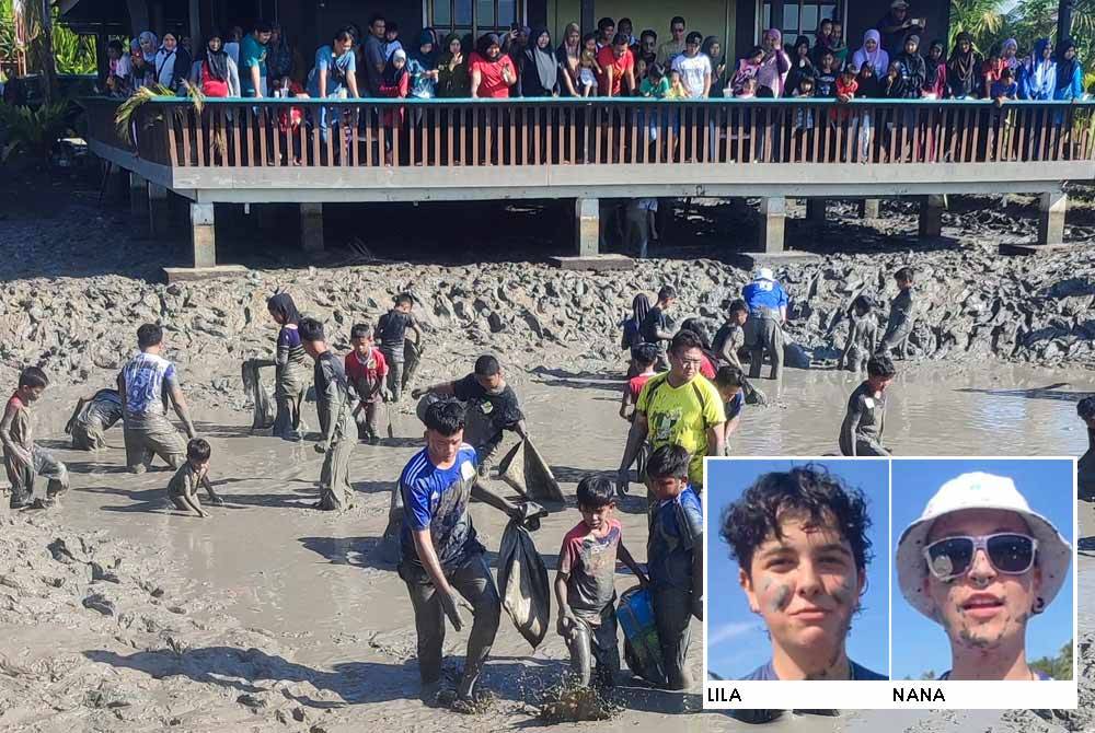 Kanak-kanak turut menyertai Pesta Gagau Ikan 2024. Gambar kecil: Lila dan Nana