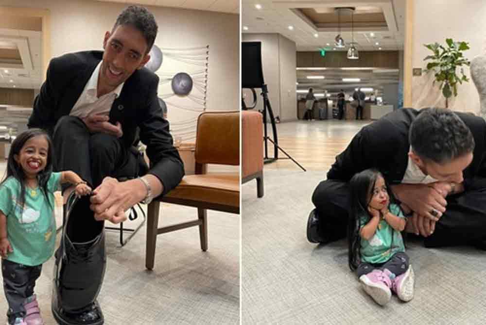 Gambar pertemuan semula Sultan Kosen dan Jyoti Amge ketika mereka bersarapan di Los Angeles baru-baru ini. - Agensi