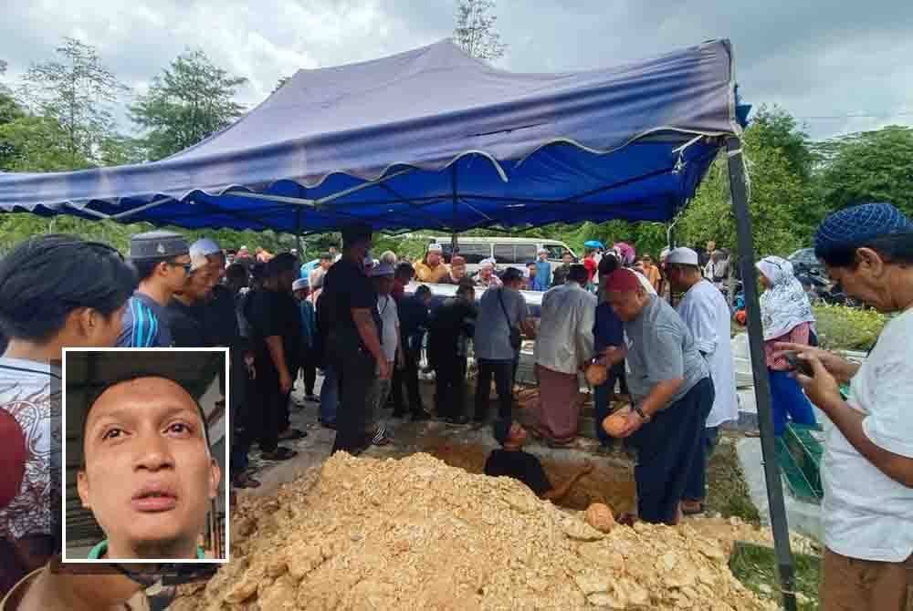 Jenazah Allahyarham selamat dikebumikan di Tanah Perkuburan Islam Makam Haji Said pada Jumaat. (Gambar kecil: Saiful Faiz)