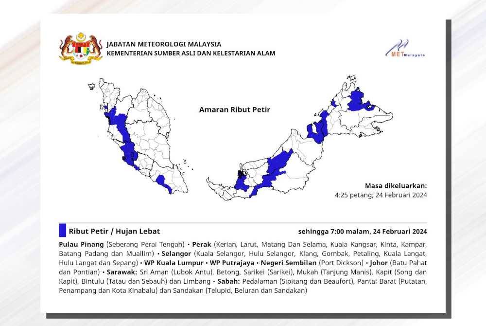 Hantaran poster dimuatnaik MetMalaysia di Facebook pada Sabtu.