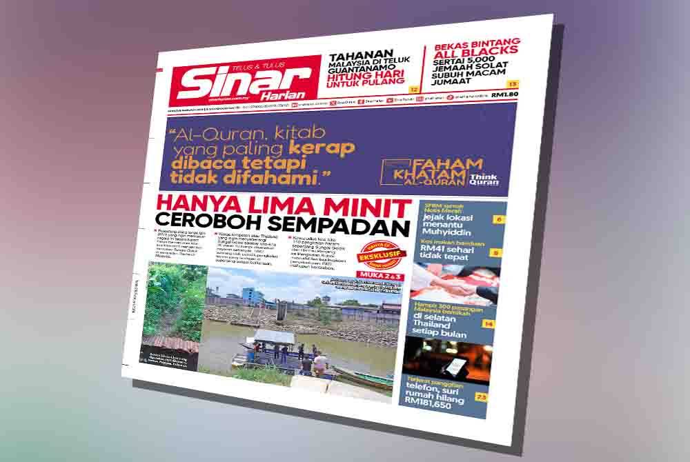 Muka depan Sinar Harian pada Isnin