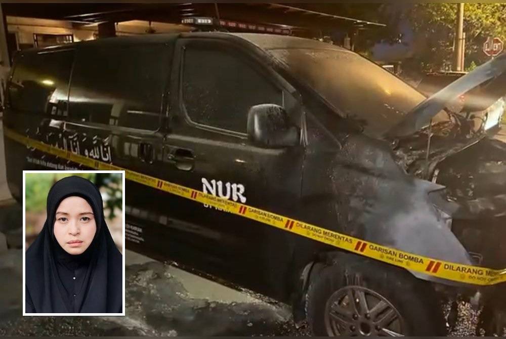 Keadaan van jenazah milik Noorkhiriah selepas kebakaran berlaku.