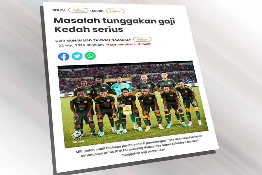 Laporan Sinar Harian pada Sabtu.