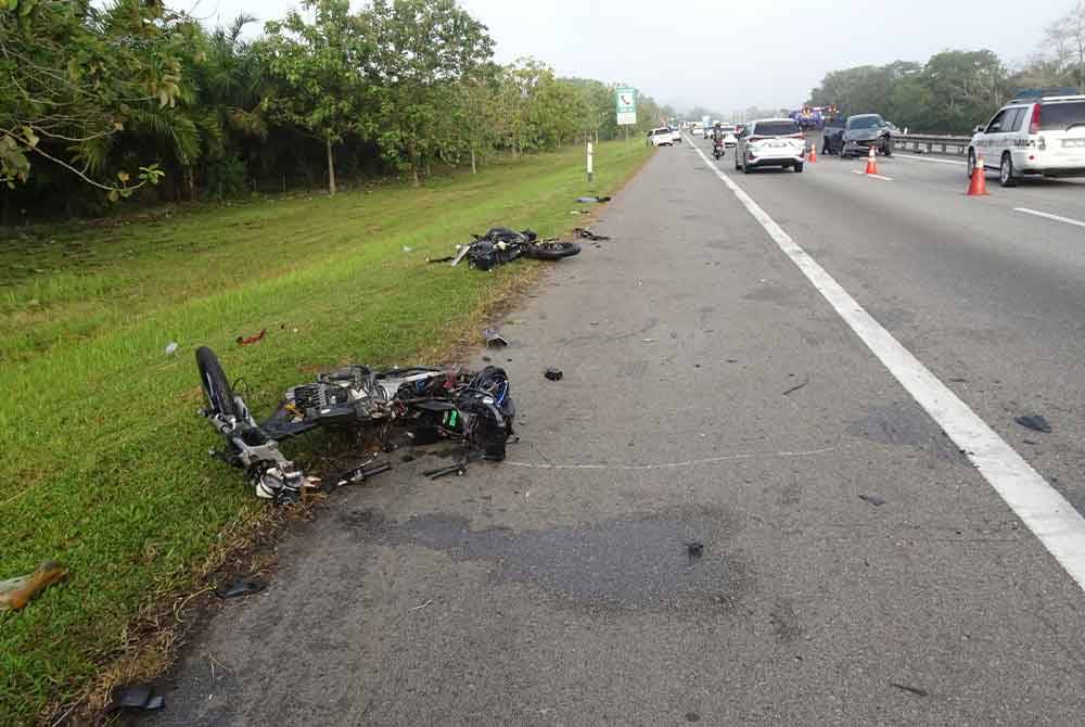 Keadaan motosikal yang terlibat kemalangan.