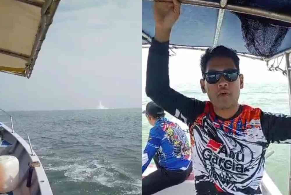 Tangkap layar video memaparkan helikopter milik Maritim Malaysia melakukan pendaratan cemas di dalam laut dekat Pulau Angsa pada Selasa. Mohd Ridhuan.