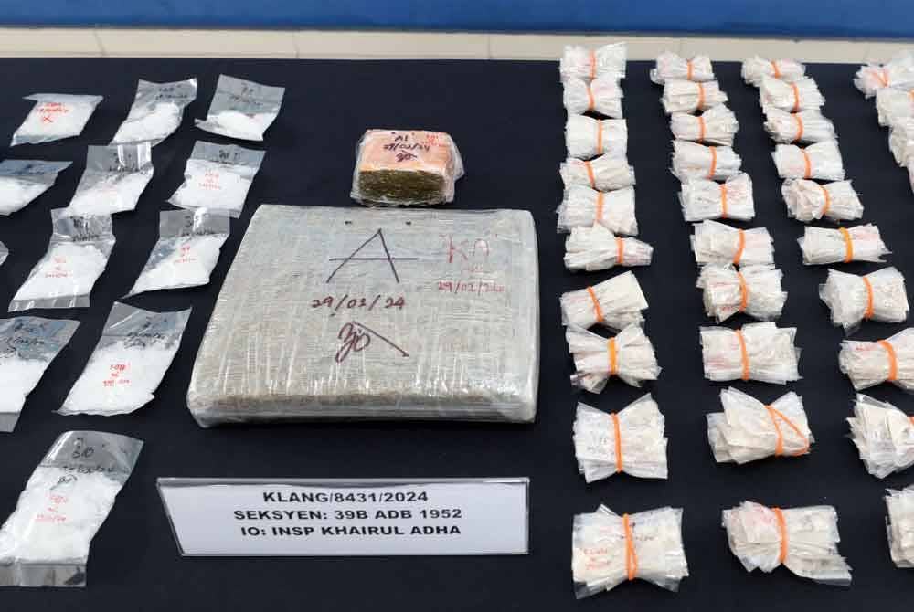 Antara dadah yang dirampas polis di sekitar Klang, baru-baru ini.