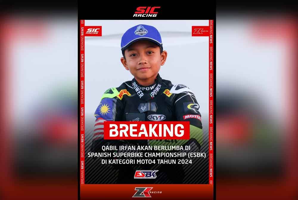 Qabil Irfan akan berlepas ke Sepanyol bersama bapanya pada Ahad. Foto FB ZK Racing.