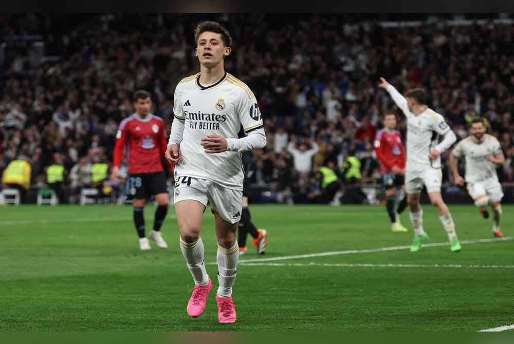 Guler meraikan jaringan keempat Real Madrid ketika berdepan Celta de Vigo di Stadium Santiago Bernabeu, Madrid. Foto: AFP