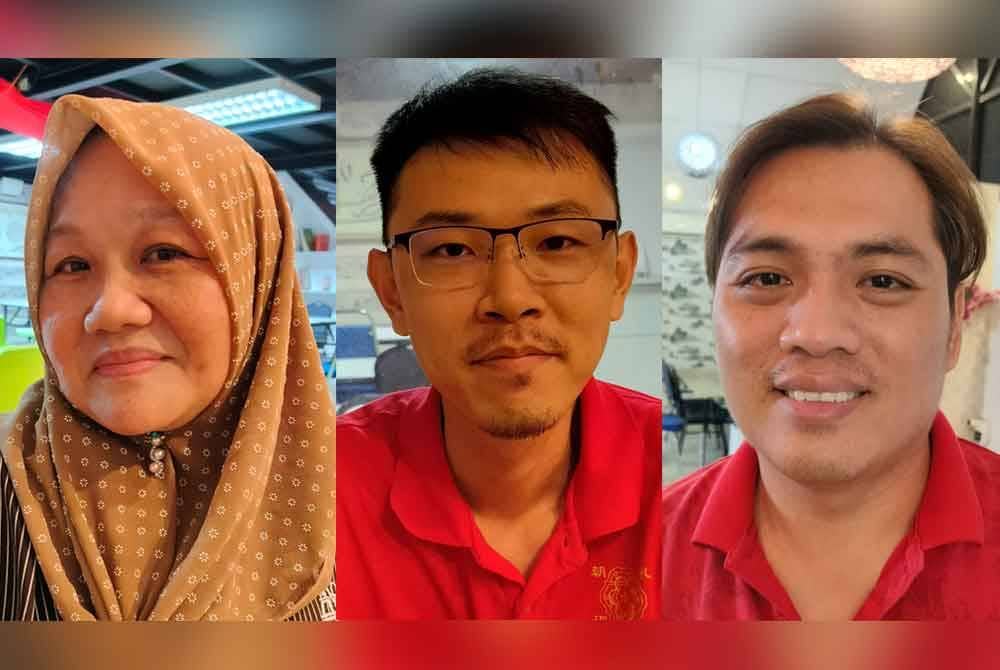Gambar dari kiri: Normah, Muhammad Hizwan dan Firdaus